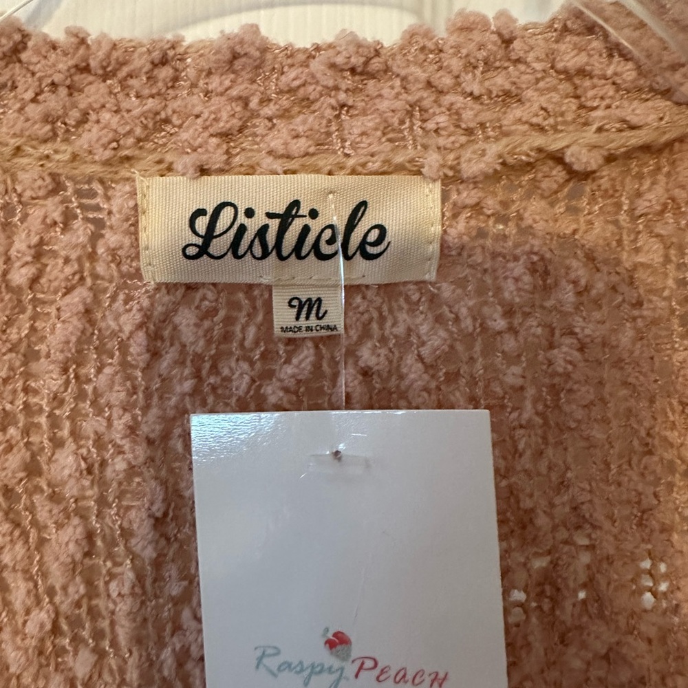 Listicle Blush Textured Cardigan - Picture 2 of 2